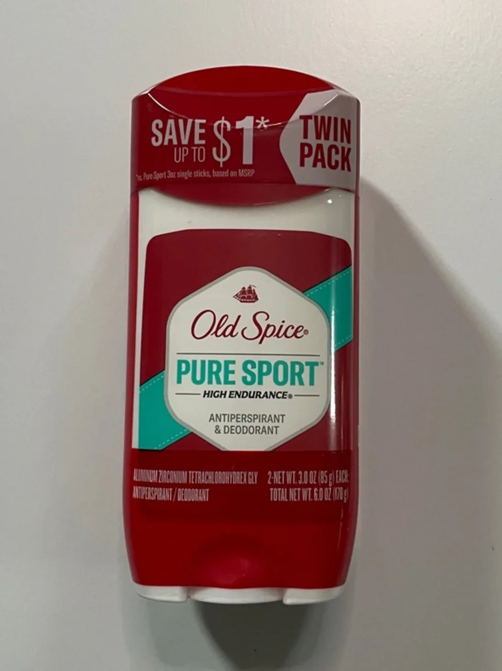 Old Spice Pure Sport High Endurance Antiperspirant & Deodorant Twin Pack 3 oz.